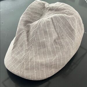 British Flat Cap Grey Pinstripe